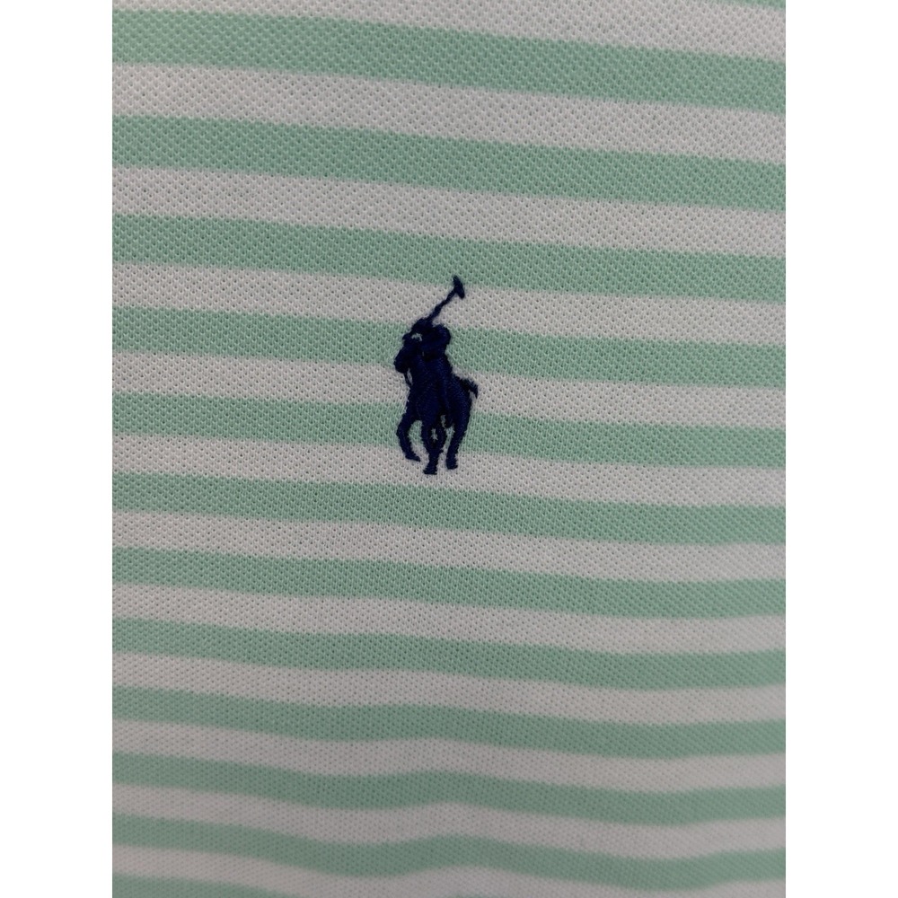 Polo Ralph Lauren Men's Light Green White Stripe Cotton Mesh Polo Size XXL - Picture 4 of 7